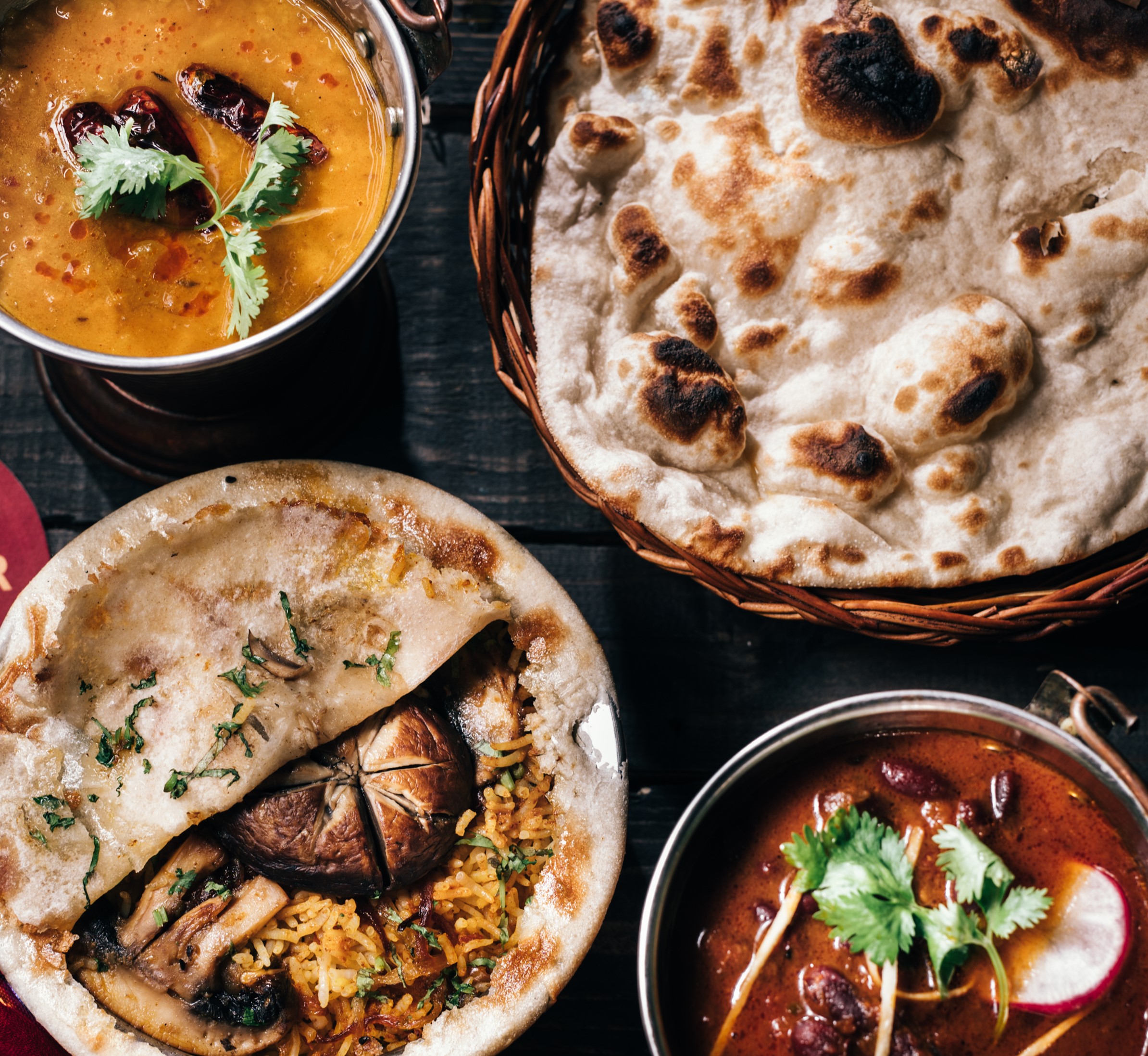 Naan bread and Indian food